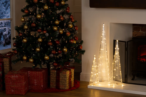 Set of 3 Light up Tree Ornaments - Silver