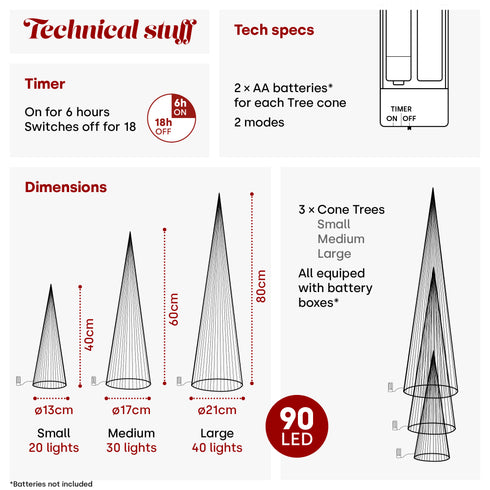 Set of 3 Light up Tree Ornaments - Silver