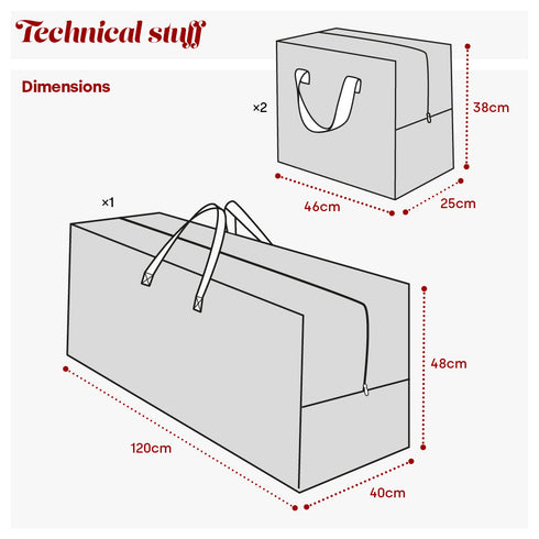 7ft Christmas Tree & Decoration Storage Bag Set - Grey