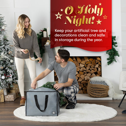 Premium Christmas Decoration Storage Bag - Grey