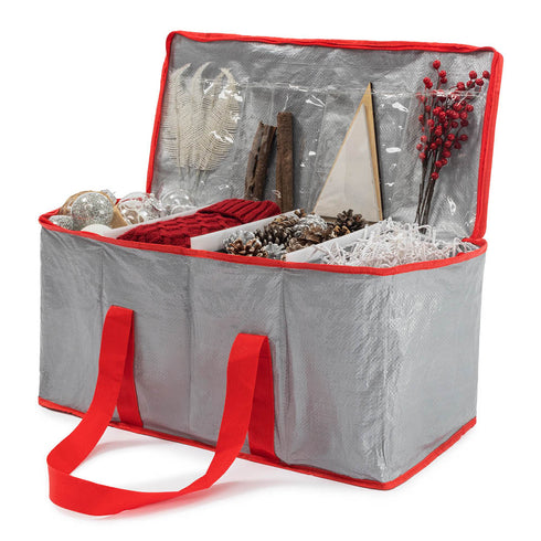 Christmas Decoration Storage Bag with Dividers - Grey