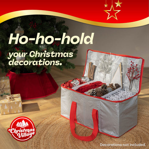 Christmas Decoration Storage Bag with Dividers - Grey
