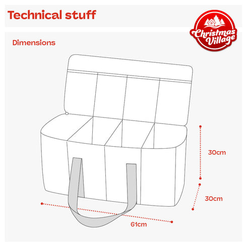 Christmas Decoration Storage Bag with Dividers - Grey