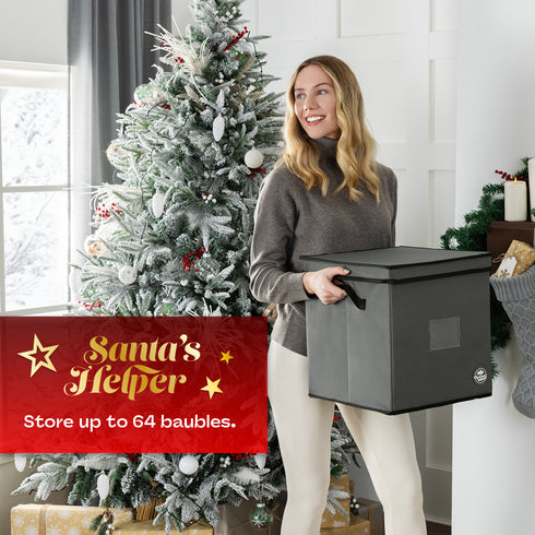 Collapsible 64 Christmas Bauble Storage Bag -  Grey