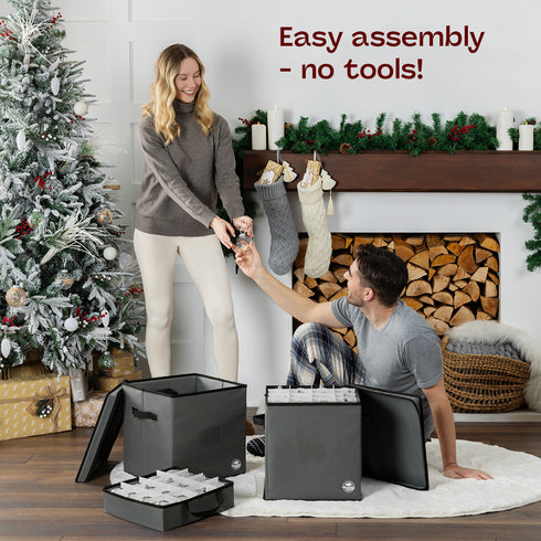 Collapsible 64 Christmas Bauble Storage Bag -  Grey