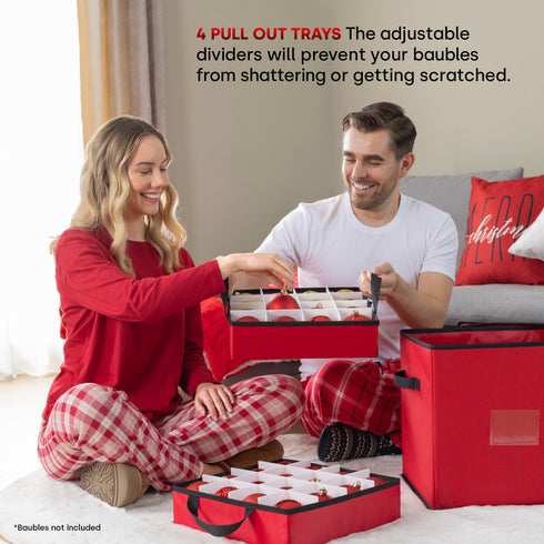 Collapsible 64 Christmas Bauble Storage Bag -  Red