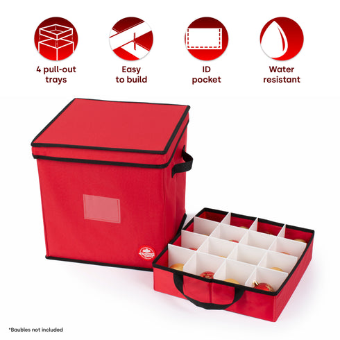 Collapsible 64 Christmas Bauble Storage Bag -  Red