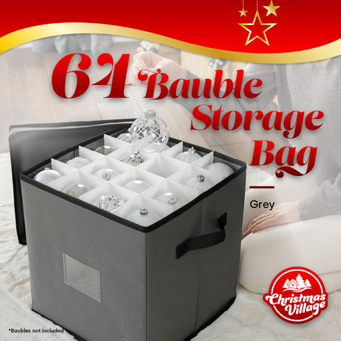Collapsible Christmas Bauble Storage Bag - Grey
