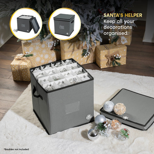 Collapsible Christmas Bauble Storage Bag - Grey