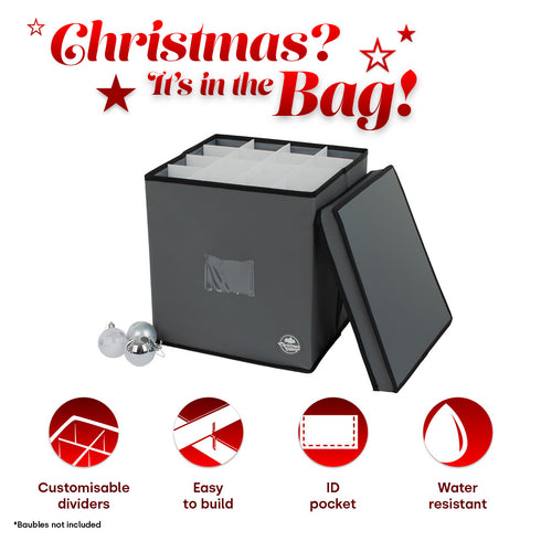 Collapsible Christmas Bauble Storage Bag - Grey