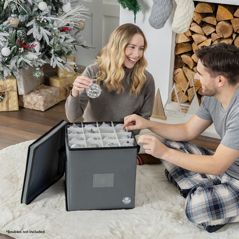 Collapsible Christmas Bauble Storage Bag - Grey