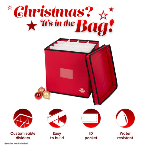 Collapsible Christmas Bauble Storage Bag -  Red