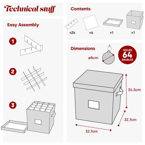 Collapsible Christmas Bauble Storage Bag -  Red