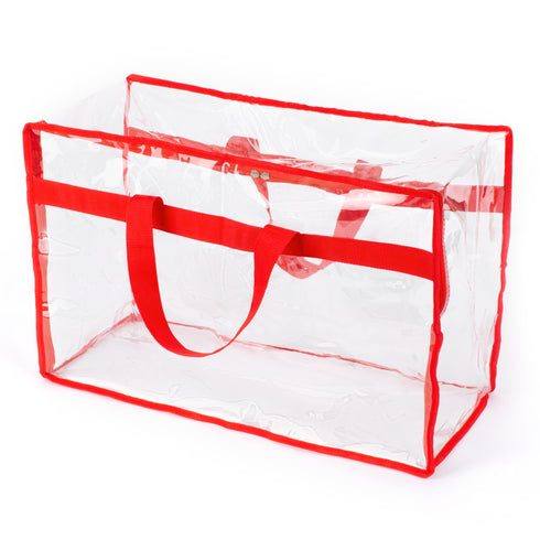 Set of 2 Clear PVC Storage Bags Large Zipped Organiser