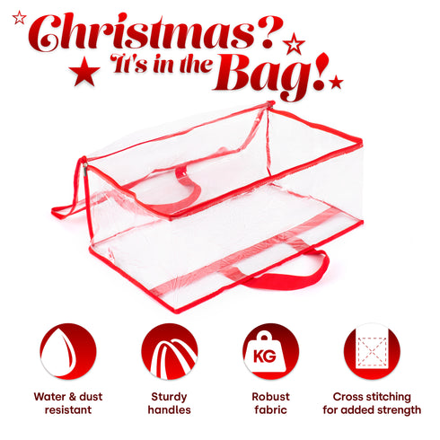 Set of 2 Clear PVC Storage Bags Large Zipped Organiser