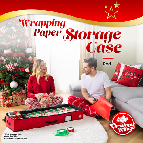Premium Wrapping Paper Storage Bag - Red