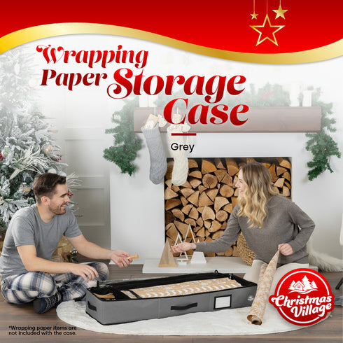 Premium Wrapping Paper Storage Bag - Grey