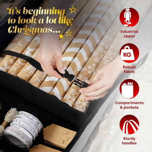 Premium Wrapping Paper Storage Bag - Grey