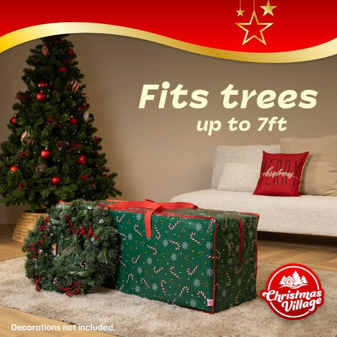 7ft Printed Christmas Tree Storage Bag - Green
