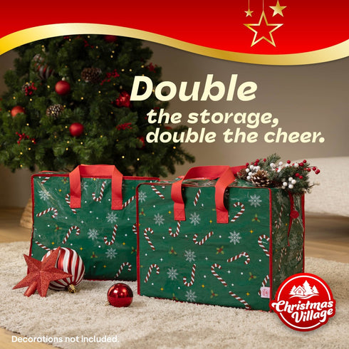 2pc Christmas Decoration Storage Bags - Green