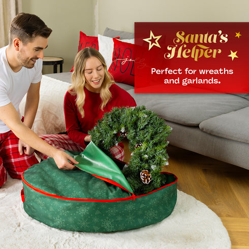 Christmas Wreath Storage Bag - Green