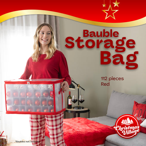 112 Christmas Bauble Storage Bag - Red