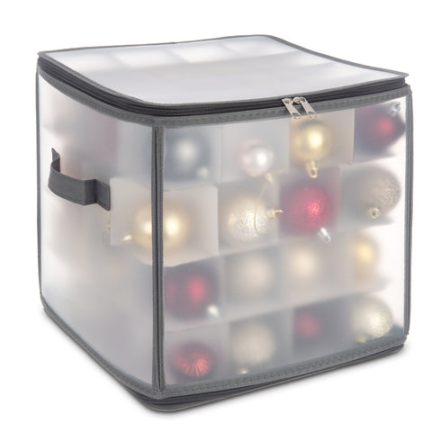 Christmas Bauble Storage Cube Heavy Duty Folding Case - Grey