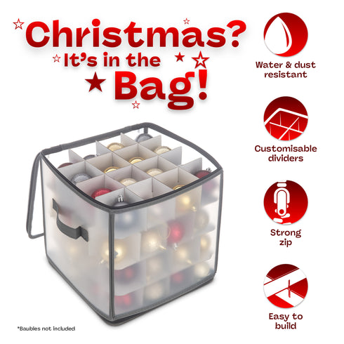 64 Christmas Bauble Storage Bag - Grey