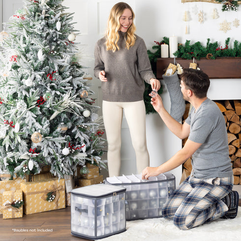 64 Christmas Bauble Storage Bag - Grey