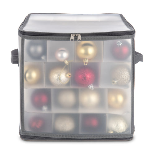Christmas Bauble Storage Cube Heavy Duty Folding Case - Grey