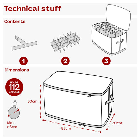 112 Christmas Bauble Storage Bag - Grey