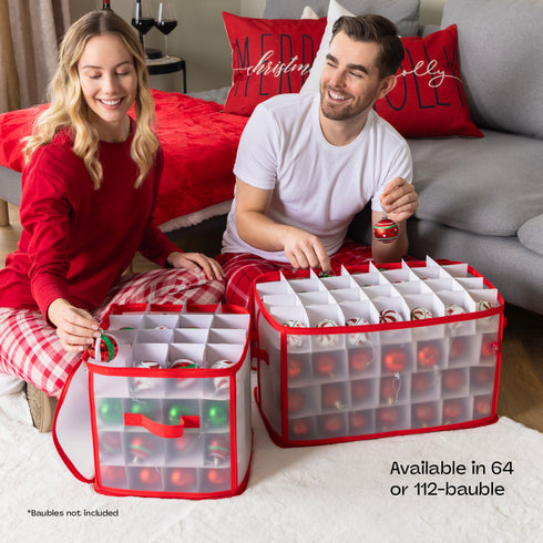 64 Christmas Bauble Storage Bag - Red