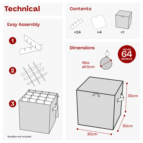 64 Christmas Bauble Storage Bag - Red