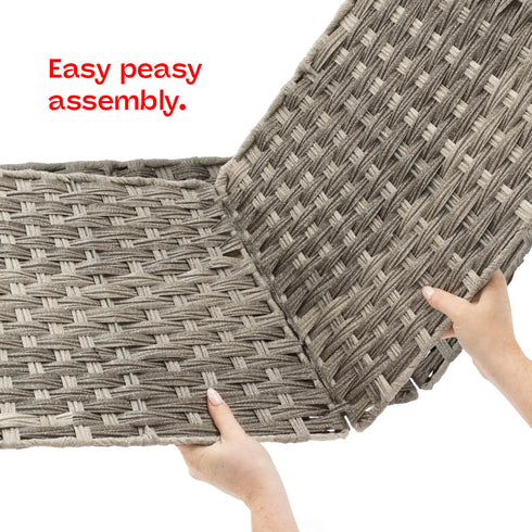 Square Rattan Christmas Tree Skirt - Two-tone Grey