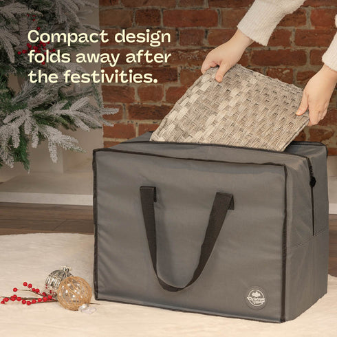 Round Rattan Christmas Tree Skirt - Two-tone Grey