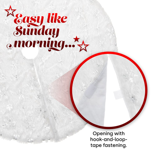 90cm Snowflake Christmas Tree Skirt - White