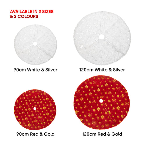 90cm Snowflake Christmas Tree Skirt - White