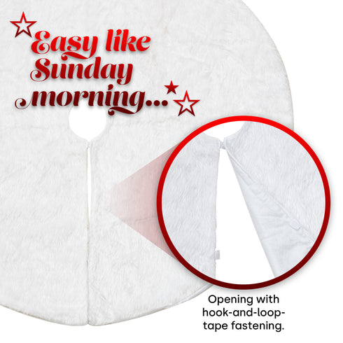 120cm Faux Fur Christmas Tree Skirt - White