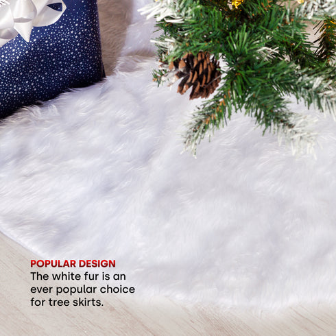 120cm Faux Fur Christmas Tree Skirt - White
