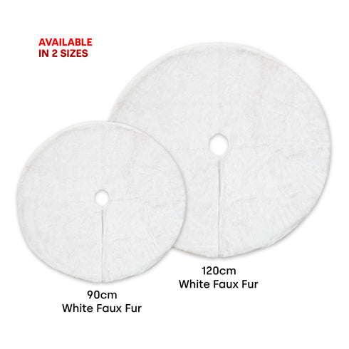 120cm Faux Fur Christmas Tree Skirt - White