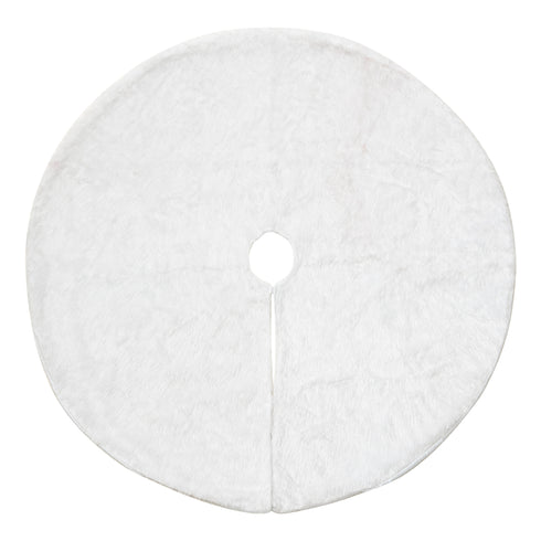 120cm Faux Fur Christmas Tree Skirt - White