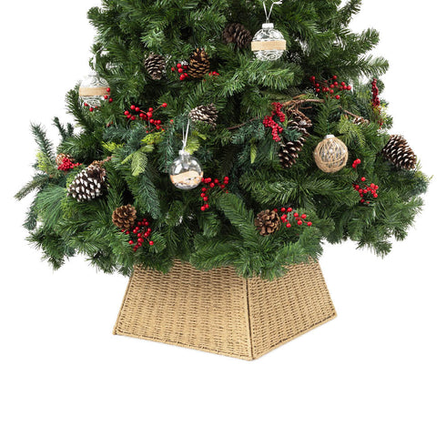 Square Rattan Christmas Tree Skirt - Natural