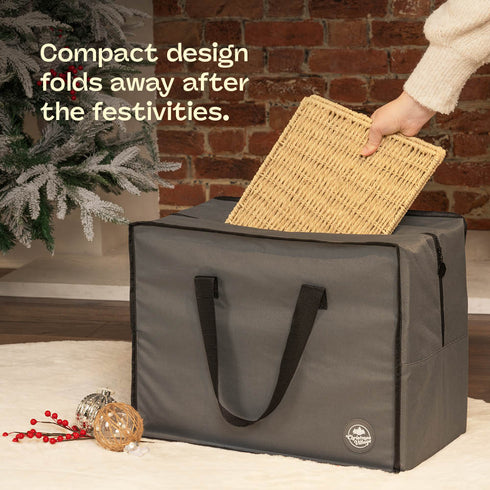 Square Rattan Christmas Tree Skirt - Natural