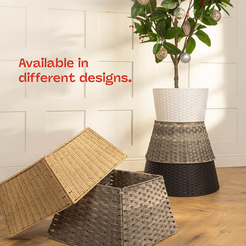 Square Rattan Christmas Tree Skirt - Natural