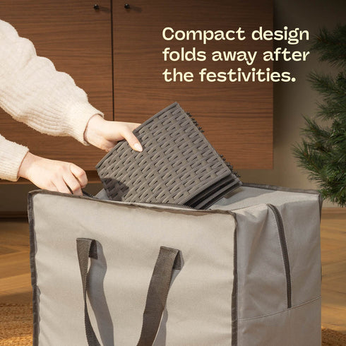 Round Rattan Christmas Tree Skirt - Black