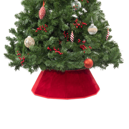 Diamond Velvet Christmas Tree Skirt - Red