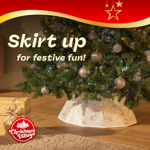 Diamond Velvet Christmas Tree Skirt - White Marble