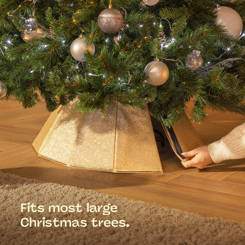 Diamond Glossy Christmas Tree Skirt - Gold