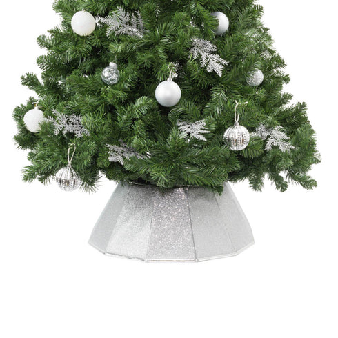 Diamond Glossy Christmas Tree Skirt - Silver
