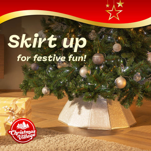 Diamond Glossy Christmas Tree Skirt - Silver